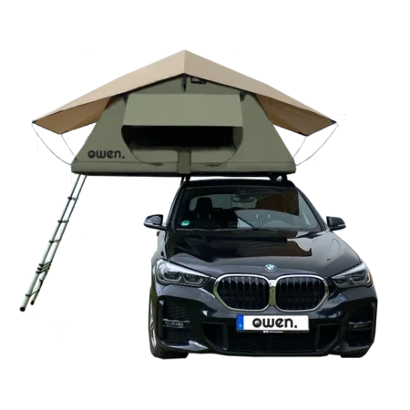 Owen Two Plus Tente de Toit pour Camping et Voyage, avec Pre-Tente, avec échelle, Couleur Verte Olive